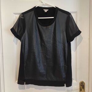 CALVIN KLEIN faux leather tshirt